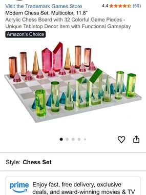 Translucent Green & Pink Acrylic Chess Set